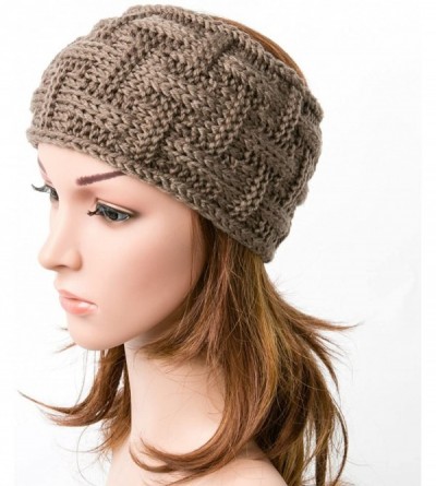 Cold Weather Headbands Women's Chunky Cable Knitted Turban Headband Ear Warmer Head Wrap - 7 Brown - CL186W4QK5W $10.70