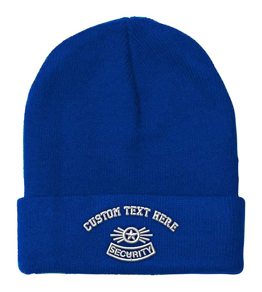 Skullies & Beanies Custom Beanie for Men & Women Security White Logo Embroidery Skull Cap Hat - Royal Blue - CV18ZS26UXK $21.68