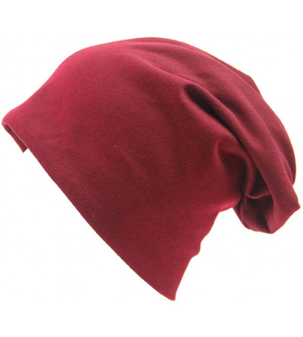 Skullies & Beanies Unisex Fashion Outdoor Sport Beanies Baggy Hippop Cotton Hat Skull Caps - N Burgundy - CD186584T46 $10.27