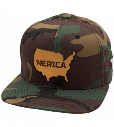 Baseball Caps USA 'The 'Merica' Leather Patch Snapback Hat - Black - C518IGQ8A3R $27.32