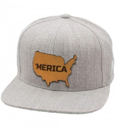 Baseball Caps USA 'The 'Merica' Leather Patch Snapback Hat - Black - C518IGQ8A3R $27.32