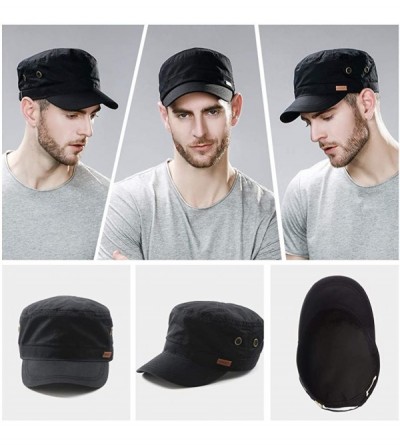 Baseball Caps Unisex Adjustable Large Head Strapback Army Military Combat Hat Baseball Cadet Cap 56-64cm - 68033black - C018Y...