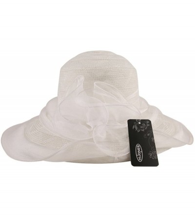 Sun Hats Women's Wide Brim Wedding Travel Summer Beach Sun Hat with Flower - White - CZ12E0UBM8B $23.19