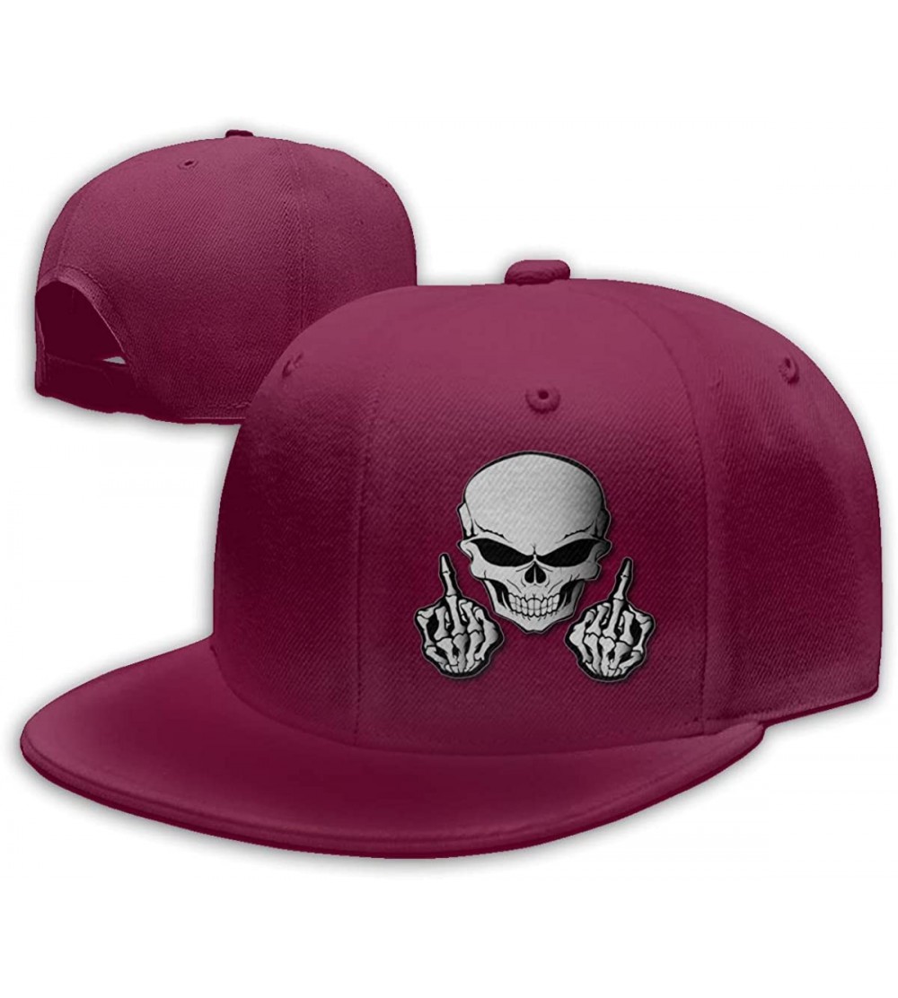 Baseball Caps Skull Middle Finger Plain Baseball Caps Snapbac Hats Adjustable for Men & Women - Dark Red - CX196XM2WN3 $16.20