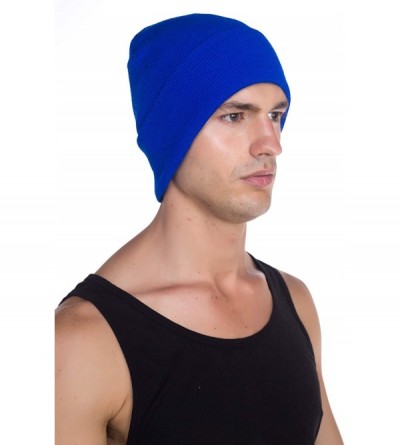 Skullies & Beanies Beanie Men Women - Unisex Cuffed Plain Skull Knit Hat Cap - Royal Blue - C312N1E42WE $8.75