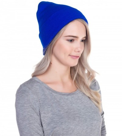 Skullies & Beanies Beanie Men Women - Unisex Cuffed Plain Skull Knit Hat Cap - Royal Blue - C312N1E42WE $8.75