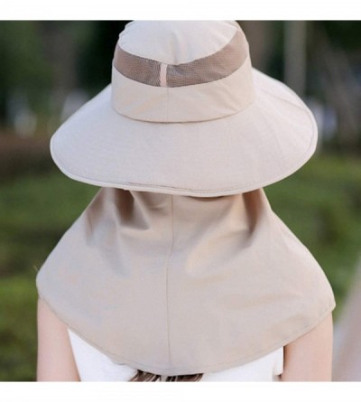 Sun Hats Women's UPF+50 Sun Visor Detachable Flap Hat Foldable Wide Brimmed UV Protection Hat - Xb-06kakhi - C01963N7N7W $15.54