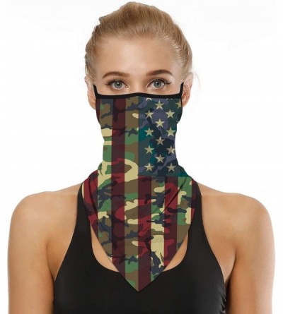 Balaclavas Men Women American Flag Face Scarf Bandana Ear Loops Face Balaclava Neck Gaiters for Dust Mask - CH198RO0XLA $18.28