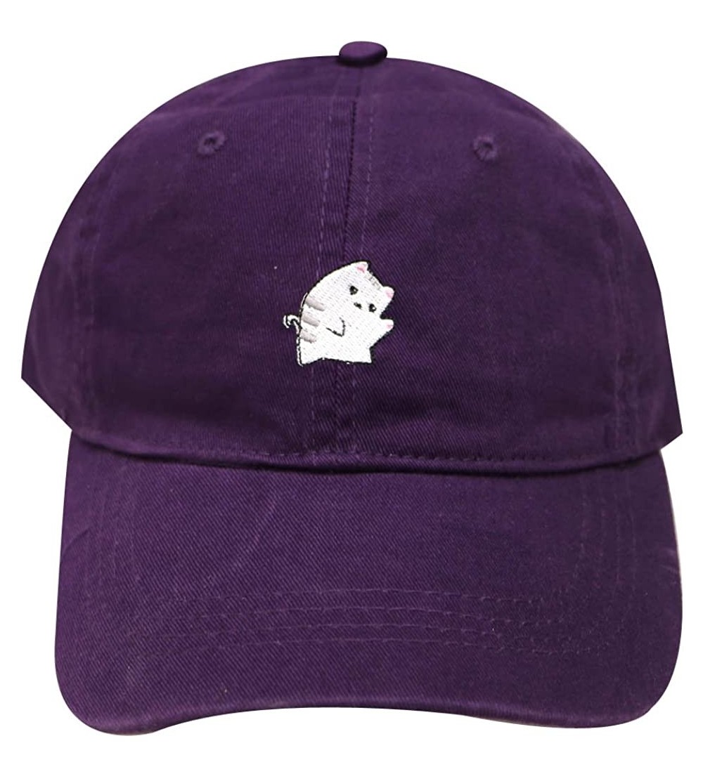 Baseball Caps Cute Cat Cotton Baseball Dad Cap - Purple - CB182YKUGN0 $10.54