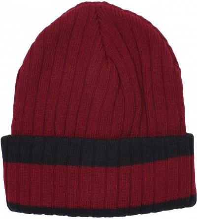 Skullies & Beanies Sam Unisex Ribbed Stripe Beanie Cap - 3-burgundy - C6124LWAH3X $9.09