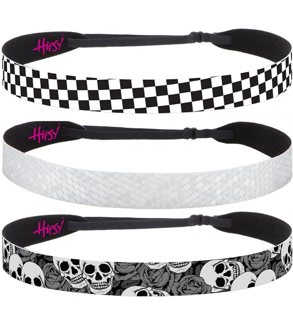 Headbands Women's Adjustable NO SLIP Checkerboard Wide Fashion Headband Multi Gift Packs - Wide Black 3pk - CP12EUKGZKL $16.67