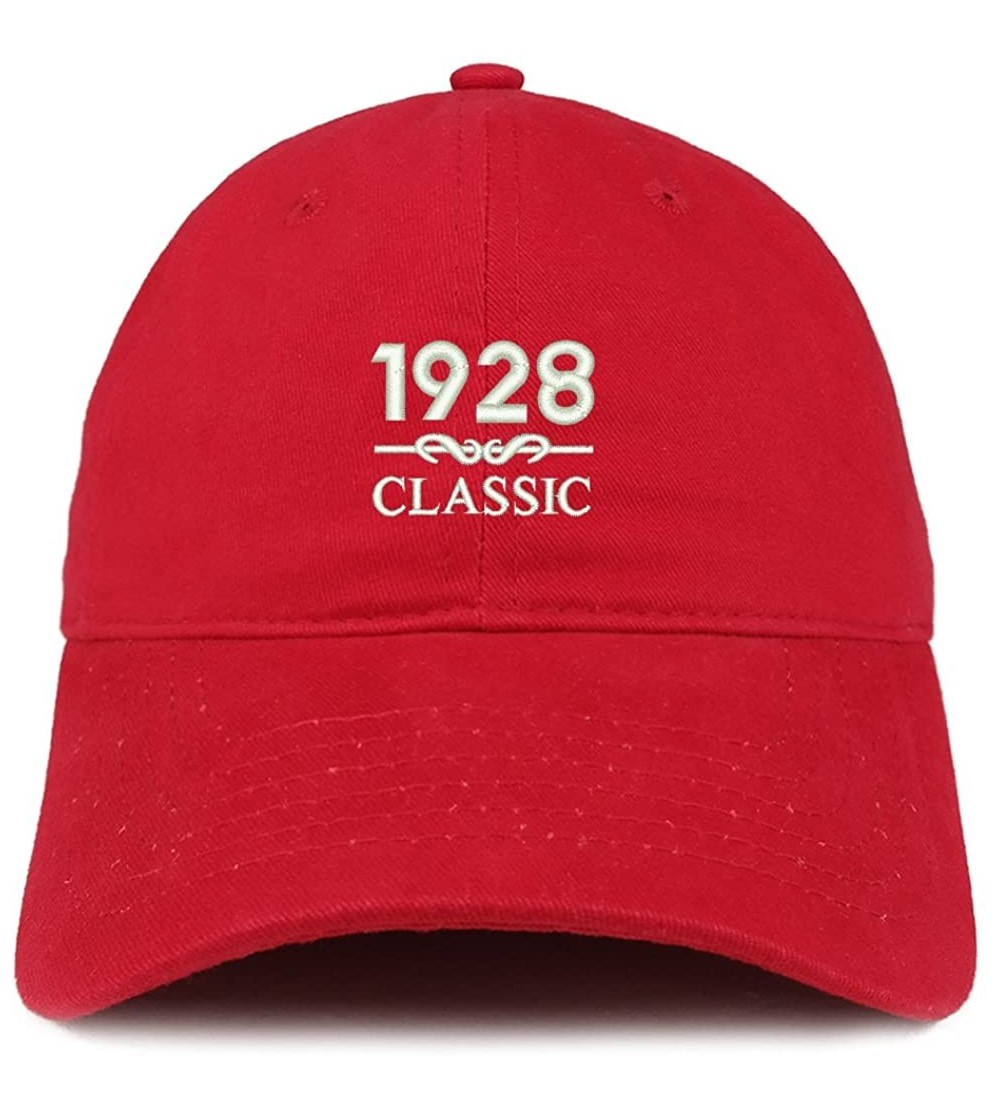 Baseball Caps Classic 1928 Embroidered Retro Soft Cotton Baseball Cap - Red - C318CO6OYZZ $18.44