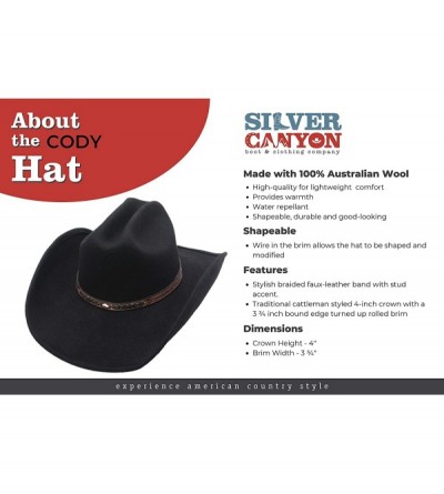 Cowboy Hats Shapeable Cattleman Cowboy Western Wool Hat- Silver Canyon - Black - CF18KO8D4EI $60.39