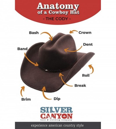 Cowboy Hats Shapeable Cattleman Cowboy Western Wool Hat- Silver Canyon - Black - CF18KO8D4EI $60.39