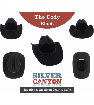 Cowboy Hats Shapeable Cattleman Cowboy Western Wool Hat- Silver Canyon - Black - CF18KO8D4EI $60.39