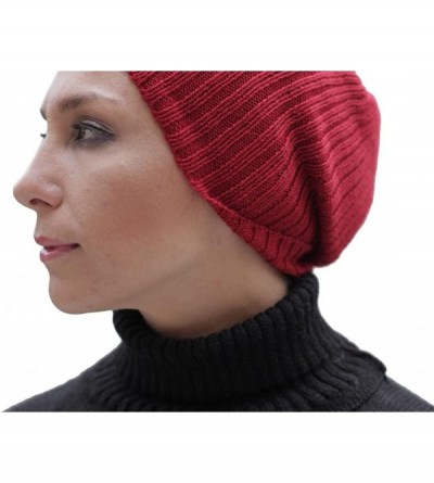 Skullies & Beanies Superfine Alpaca Wool Knitted Beanie Hat Skullcap One Sz Unisex Colors Available - Red - C911HDTG773 $25.38