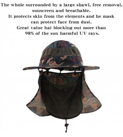 Sun Hats Outdoor Sun Hat Men Women Wide Brim Flap Fishing Cap Neck Flap & Face Cover Mask Hat - Camouflage - C418WECNMN8 $12.74