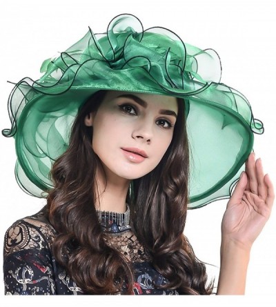 Sun Hats Womens Kentucky Derby Church Dress Wedding Floral Tea Party Hat S056 - Green - C712E0M59LZ $25.67