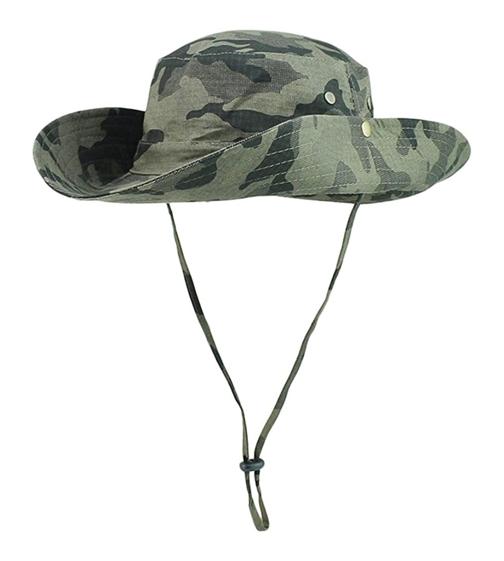 Sun Hats Wide Brim Sun Protection Bucket Hat Adjustable Outdoor Fishing - B10031-army Green Camo - CP18DMOILQG $10.98