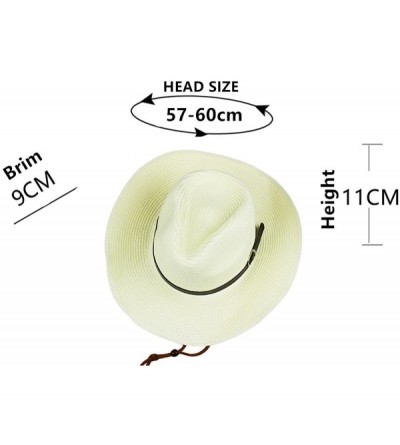 Sun Hats Western Foldable Straw Cowboy Hat Wide Brim Sun Hat Panama Hat UPF 50+ - Milk White - C118EWIZONL $20.91