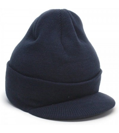 Skullies & Beanies Sports Visor Billed Knit Radar Cuff Beanie - Navy - CX188CUG09Q $11.94