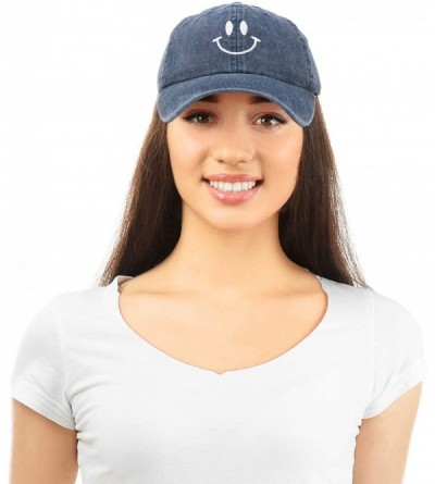 Baseball Caps Smile Baseball Cap Smiling Face Happy Dad Hat Men Women Teens - Navy Blue Vintage - C218SKW7XRQ $13.31