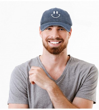 Baseball Caps Smile Baseball Cap Smiling Face Happy Dad Hat Men Women Teens - Navy Blue Vintage - C218SKW7XRQ $13.31