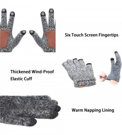 Skullies & Beanies Men Winter Warm Knit Beanie Hat+Infinity Scarf & Touch Screen Gloves Set for Men - Gray - CW18MGX2N22 $16.34