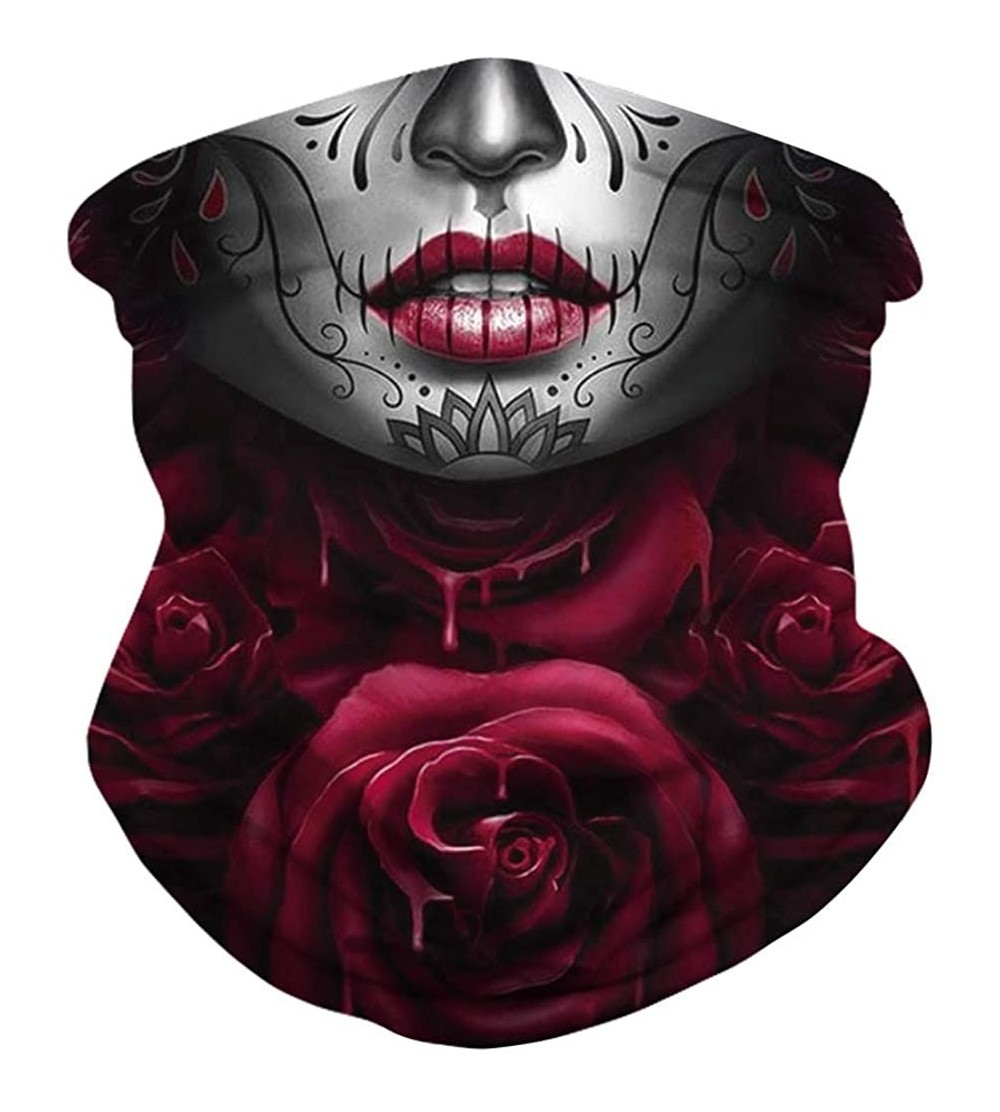 Balaclavas Bandana Face Mask Neck Gaiter- Dust Wind UV Protection Vivid 3D Mouth Cover for Women Men - Clown Rose - CY199GST5...