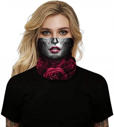 Balaclavas Bandana Face Mask Neck Gaiter- Dust Wind UV Protection Vivid 3D Mouth Cover for Women Men - Clown Rose - CY199GST5...