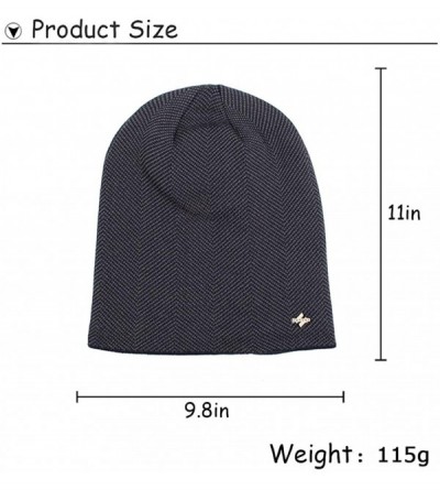 Skullies & Beanies Men's Winter Knit Hats Soft Stretch Cuff Beanies Cap Comfortable Warm Slouchy Beanie Hat - Black - CP1928T...