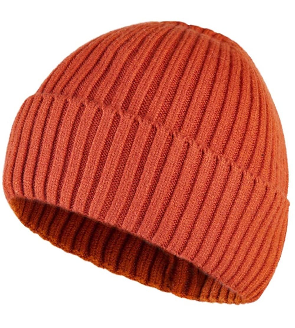 Skullies & Beanies Men's Soft Beanie Cap-Warm Knit Hat for Women Men Solid Color - Orange - CO192O93NIT $16.16