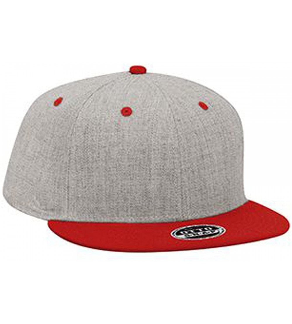 Baseball Caps Heather Wool Blend Flat Visor Pro Style Snapback Caps - Red/H.gry/H.gry - CG17YEKXOWL $14.14