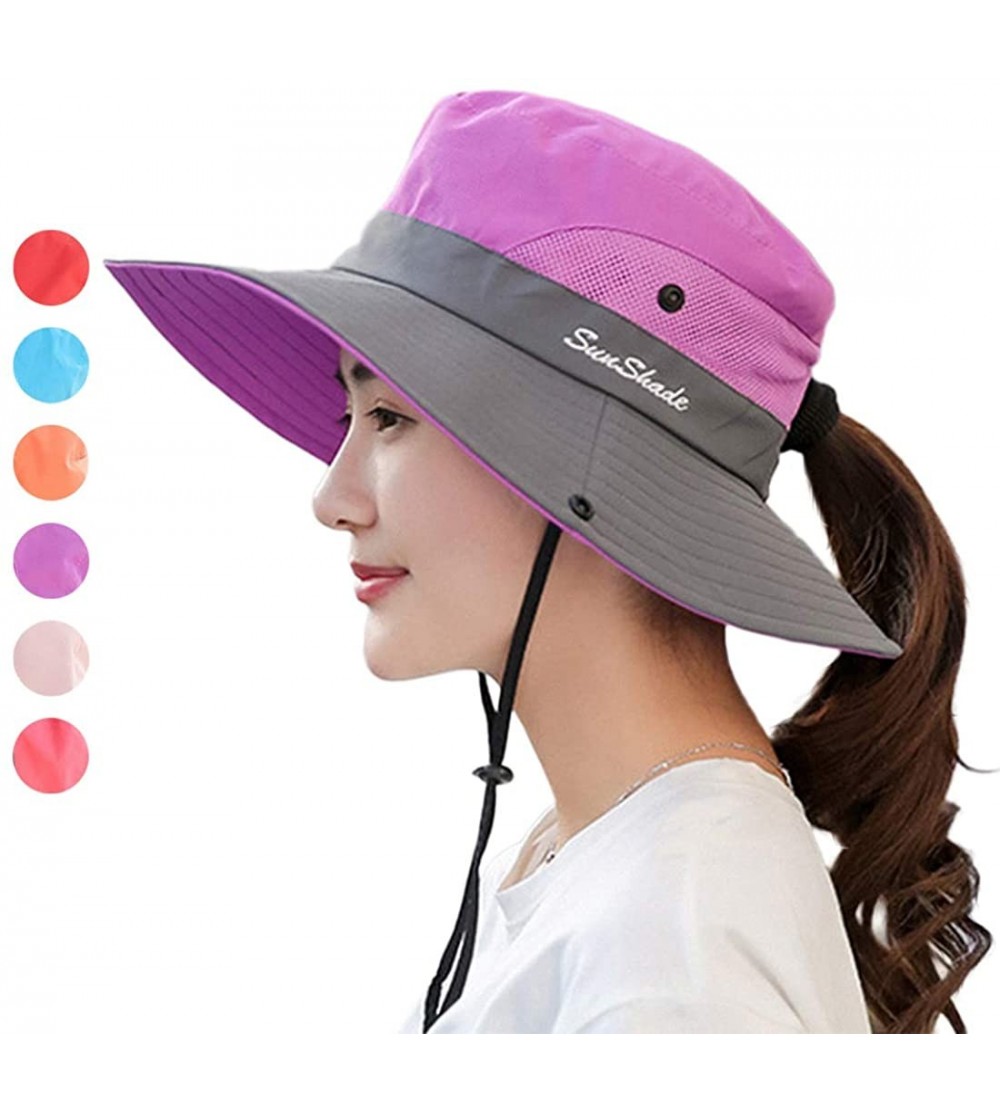 Sun Hats Women's Outdoor Sun Hat UV Protection Cap Foldable Mesh Wide Brim Hats for Summer Beach Safari Fishing Hat - CO18RYO...