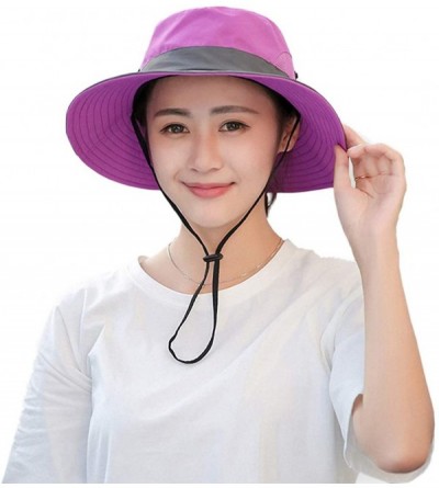 Sun Hats Women's Outdoor Sun Hat UV Protection Cap Foldable Mesh Wide Brim Hats for Summer Beach Safari Fishing Hat - CO18RYO...