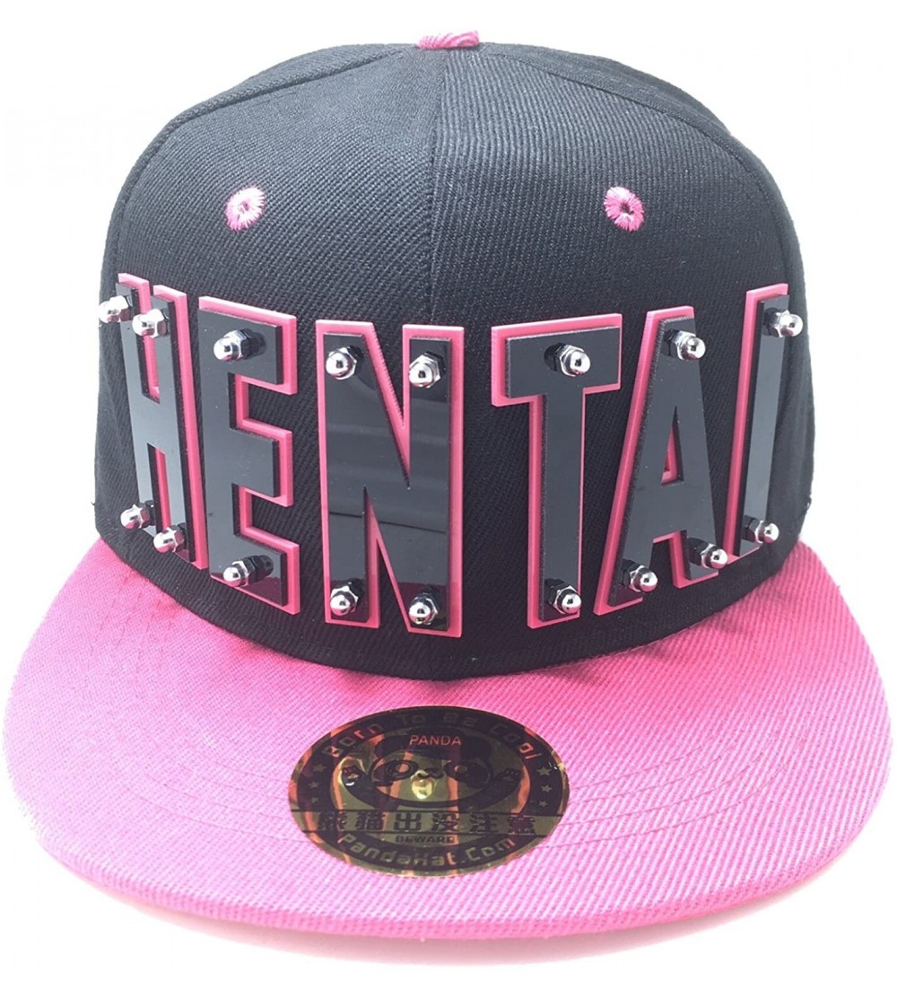 Baseball Caps Hentai HAT in Black with Pink Brim - Black Letter With Pink Trim - CE18899EMOI $32.88