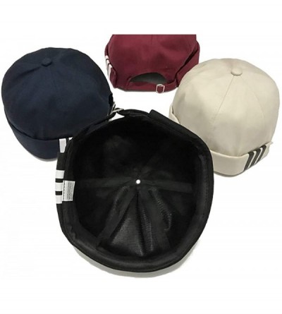 Skullies & Beanies Brimless Watch Cap Rolled Cuff Harbour Hat Retro Strapback Docker Leon Cap - Black - CE18IZXNT3Z $15.59