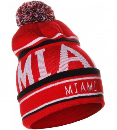 Skullies & Beanies Unisex USA Cities Fashion Large Letters Pom Pom Knit Hat Beanie - Miami Red - CY12N45AU52 $14.68