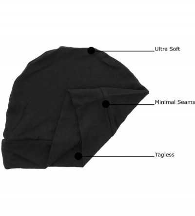 Skullies & Beanies Womens Soft Sleep Cap Comfy Cancer Wig Liner & Hair Loss Cap - Black - CI11WHFMVIH $10.47