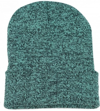 Skullies & Beanies F902 Made in USA Unisex Thick Two Tone Cuff Beanie Skull Cap - Teal-black - CU12LLI3OGD $12.31