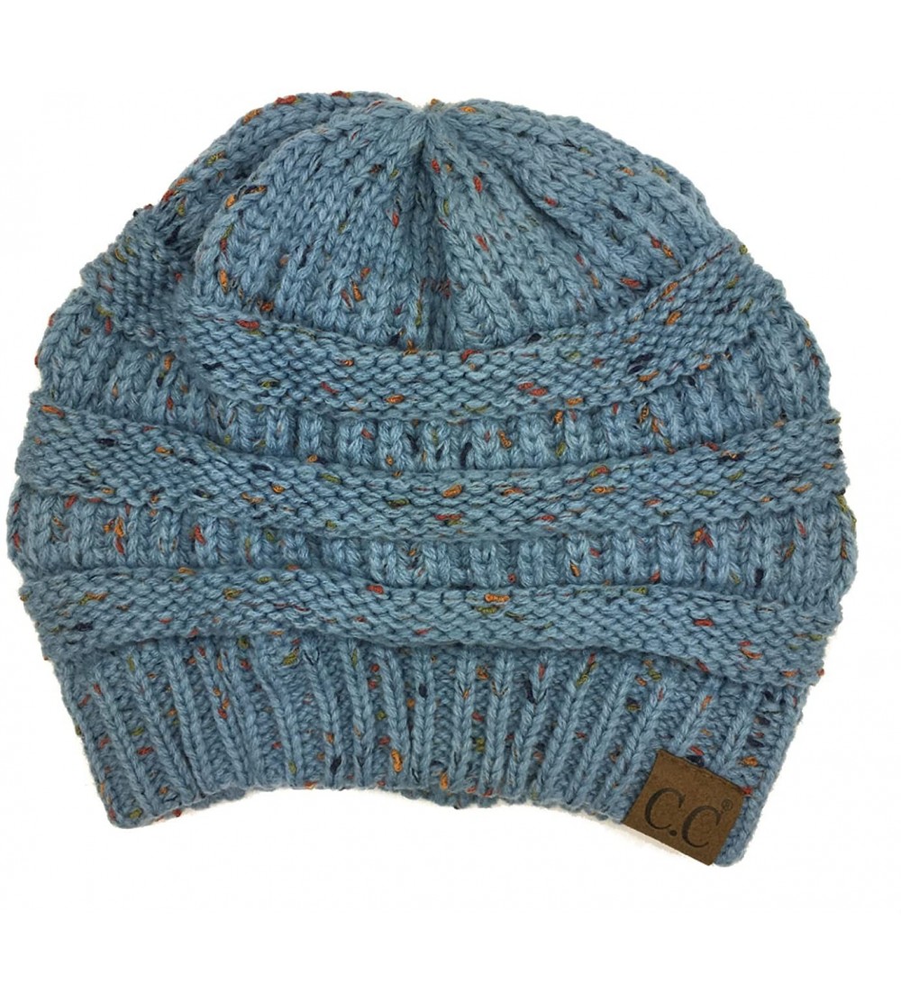 Skullies & Beanies Soft Stretch Chunky Cable Knit Slouchy Beanie Hat - Denim Confetti - CR186RMNU60 $12.32