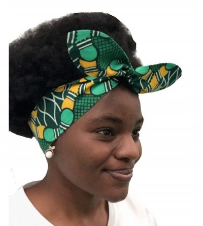 Headbands African Print Headband Hair Accessory for Women/Girls （2 Headbands 1 Big and 1small） - Green - C618MGCWM84 $11.25