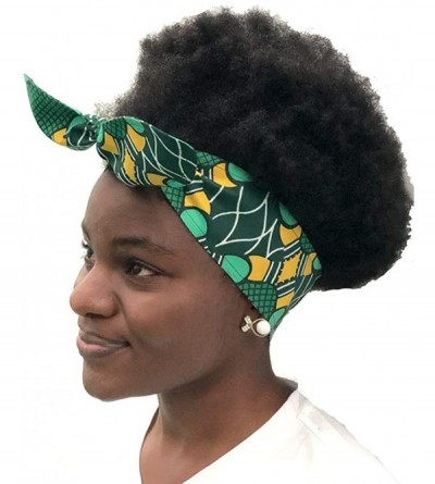 Headbands African Print Headband Hair Accessory for Women/Girls （2 Headbands 1 Big and 1small） - Green - C618MGCWM84 $11.25