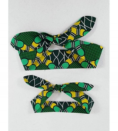 Headbands African Print Headband Hair Accessory for Women/Girls （2 Headbands 1 Big and 1small） - Green - C618MGCWM84 $11.25