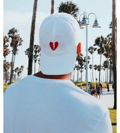 Baseball Caps Mens Embroidered Adjustable Dad Hat - Red Broken Heart Embroidered (White) - CM1936CKG2M $25.99