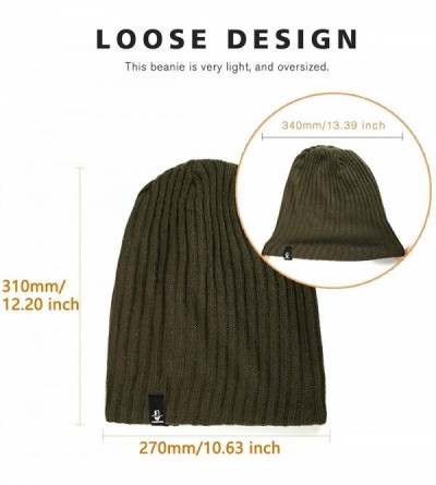 Skullies & Beanies Mens Slouchy Beanie Oversized Long Knit Hat Summer Winter Cap - Green - CG18YCUZRGD $9.85