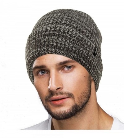 Skullies & Beanies Men's Winter Classic Soft Knit Stretchy Warm Beanie Skully Ski Hat Cap - Marled Dk. Gray - CP18I8S52GT $8.61