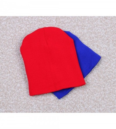 Skullies & Beanies Thick Plain Knit Beanie Slouchy Cuff Toboggan Daily Hat Soft Unisex Solid Skull Cap - Red - CK188Z89MAZ $1...