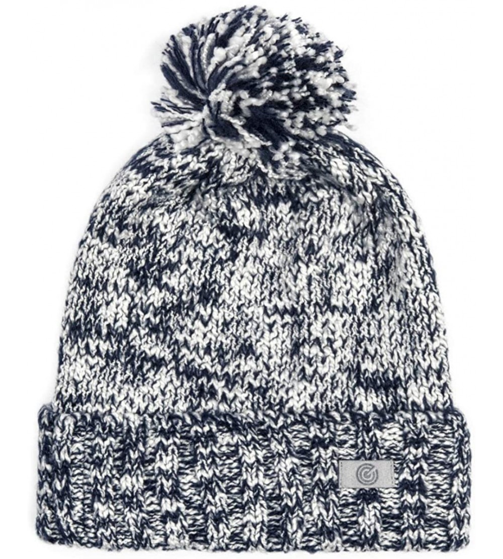 Skullies & Beanies Evony Pom Pom Beanie - Slouchy Oversized Beanie Hat - Warm and Soft Knit - Blue - CA188AA0L3N $11.36