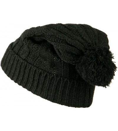 Skullies & Beanies Cable Knit Hat with Pom Pom - Grey W24S28F - CL11BKZAYH9 $11.03